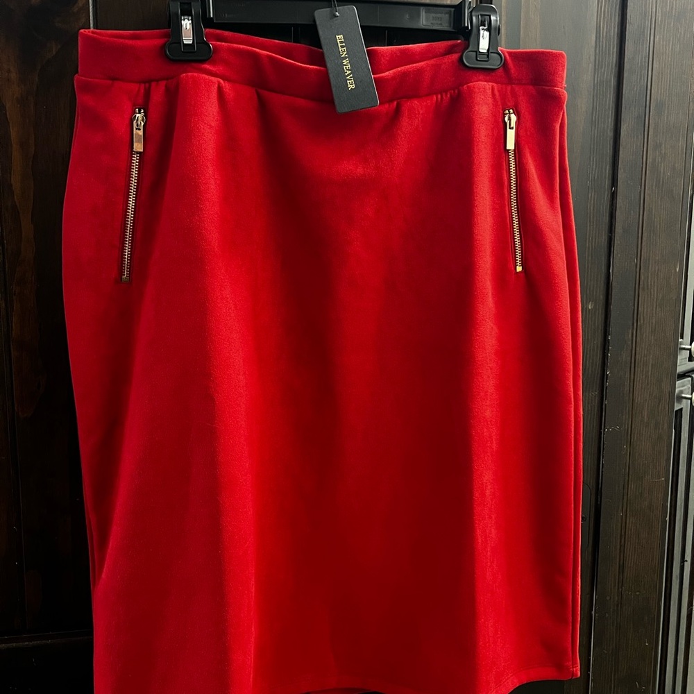 Elegant Red Skirt with Gold Accents
